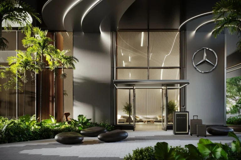 Lobby Exterior, Mercedes Benz Places Miami, JDS Development Group, by The Boundary